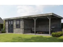 Lugarde Select | Tuinhuis Didam met Overkapping Rechts 400 + 400 x 400 | Keteldruk Grijs