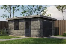 Lugarde Select | Blokhut Lochem met Garagedeur 400 x 500 | Keteldruk Grijs