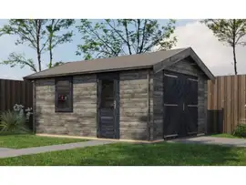 Lugarde Select | Blokhut Kesteren met Garagedeur 400 x 500 | Keteldruk Grijs