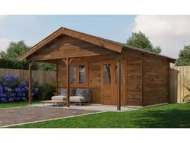 Lugarde Select | Tuinhuis Heerde met Overkapping 500 + 200 x 300 | Keteldruk Bruin