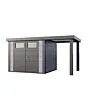 Telluria | Tuinhuis Classico 2724 met Overkapping Open Lounge Small | Rechts | Lichtgrijs