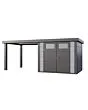 Telluria | Tuinhuis Classico 2724 met Overkapping Open Lounge Large | Links | Lichtgrijs