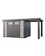 Telluria | Tuinhuis Classico 3024 met Overkapping Open Lounge Small | Rechts | Lichtgrijs