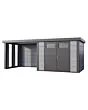 Telluria | Tuinhuis Classico 3024 met Overkapping Lounge Small met Ramen | Links | Lichtgrijs