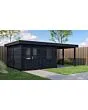 Lugarde Select Modern | Tuinhuis Almere met Veranda Rechts 388 + 300 x 388 | Zwart Geolied
