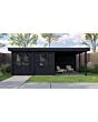 Lugarde Select Modern | Tuinhuis Almere met Veranda Rechts 388 + 300 x 388 | Zwart Geolied