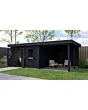 Lugarde Select Modern | Tuinhuis Almere met Veranda Rechts 388 + 300 x 388 | Zwart Geolied
