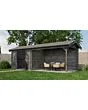 Lugarde Select | Tuinhuis Borne met Overkapping Rechts 300 + 400 x 250 | Keteldruk Grijs