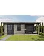 Lugarde Select | Tuinhuis Wehl met Overkapping Rechts 400 + 300 x 400 | Keteldruk Grijs