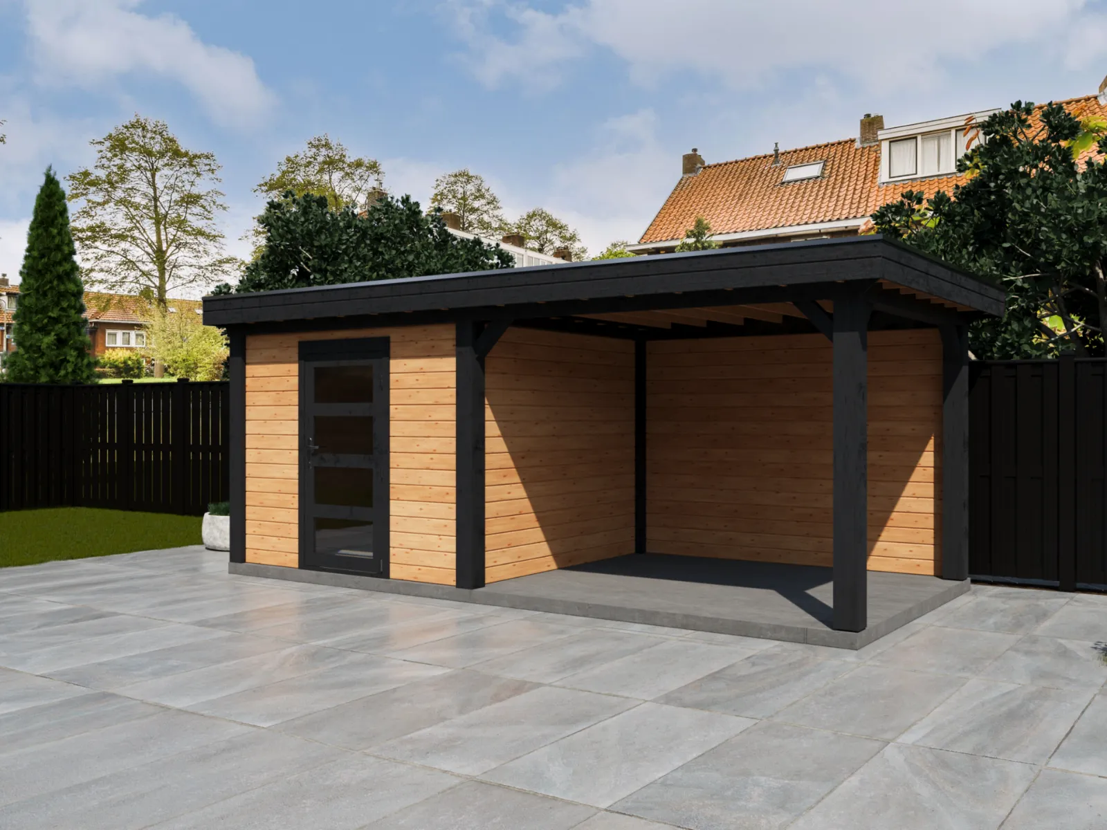 Fonteyn | Tuinhuis Demi met Overkapping 550 x 250 Exclusief