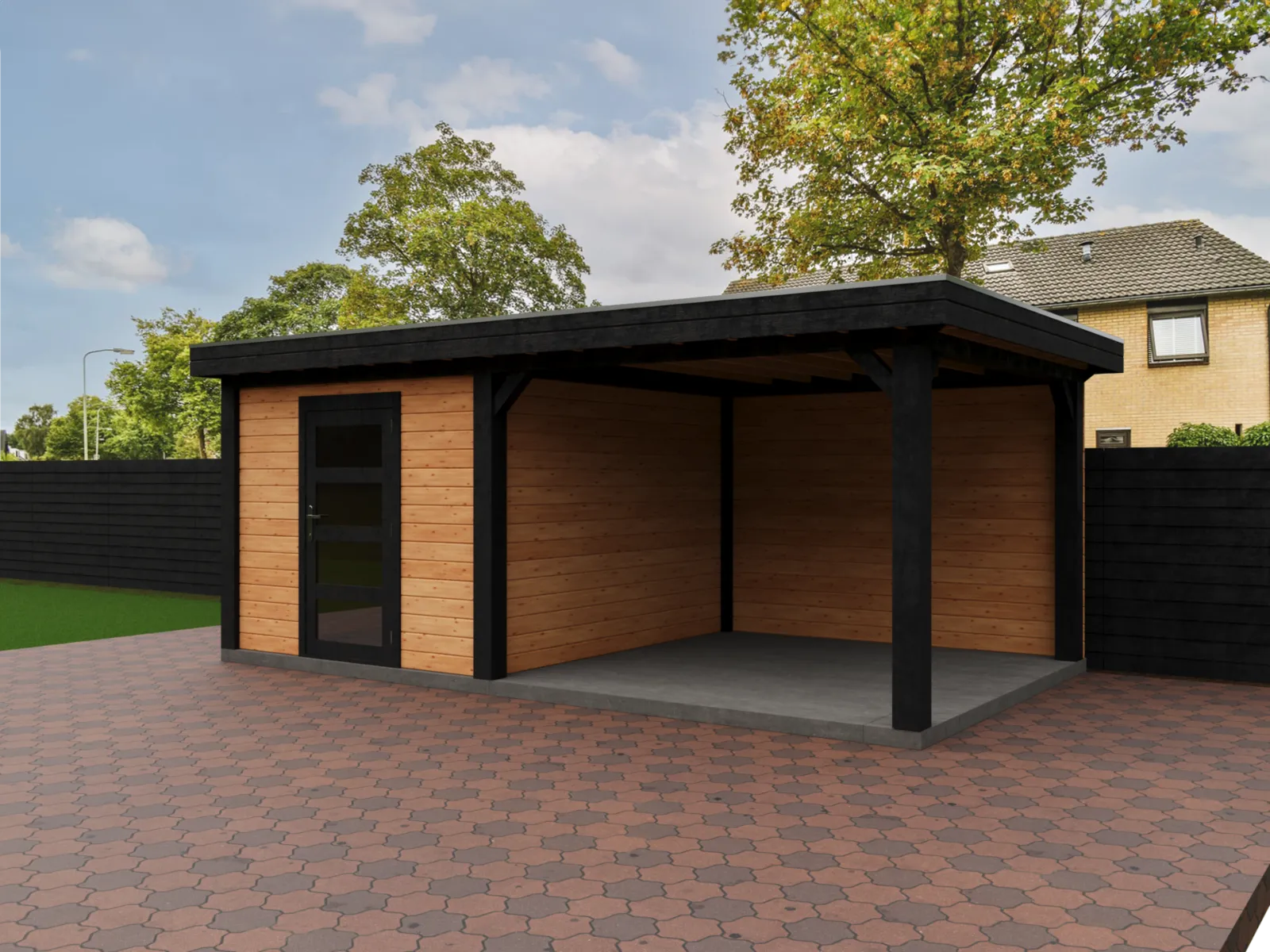 Fonteyn | Tuinhuis Eda met Overkapping 550 x 300 Exclusief