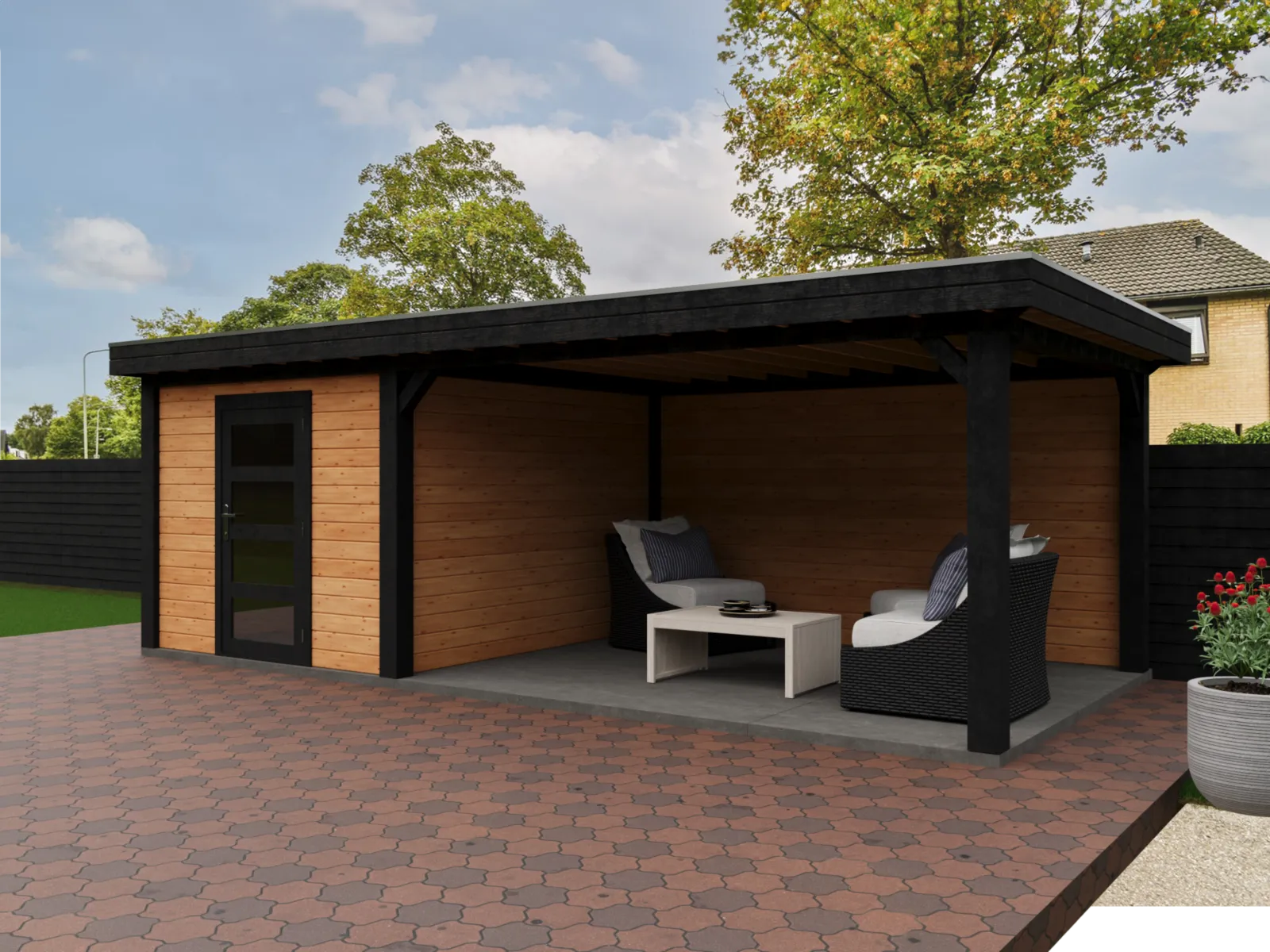 Fonteyn | Tuinhuis Eda met Overkapping 650 x 300 Exclusief