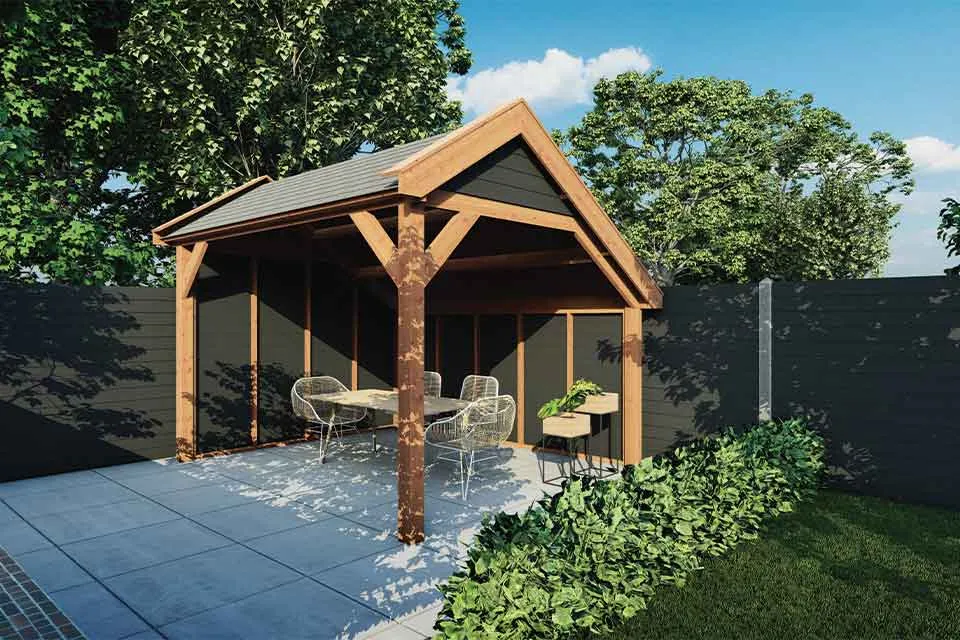 Fonteyn | Kapschuur Traditioneel 4000 x 3400 | Zwart Geïmpregneerde Vuren Wanden