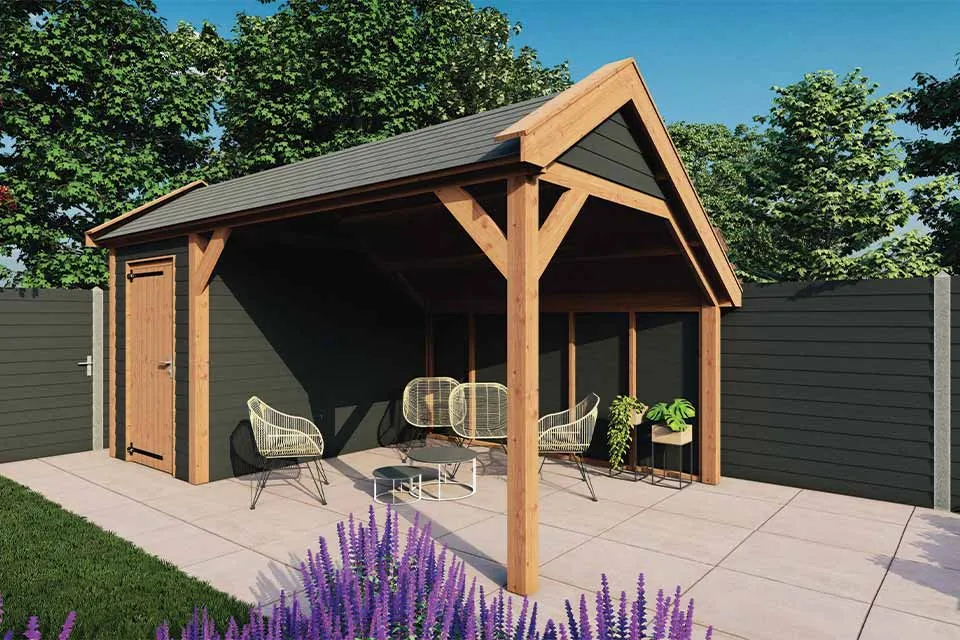 Fonteyn | Kapschuur Traditioneel 5700 x 3400 | Zwart Geïmpregneerde Vuren Wanden