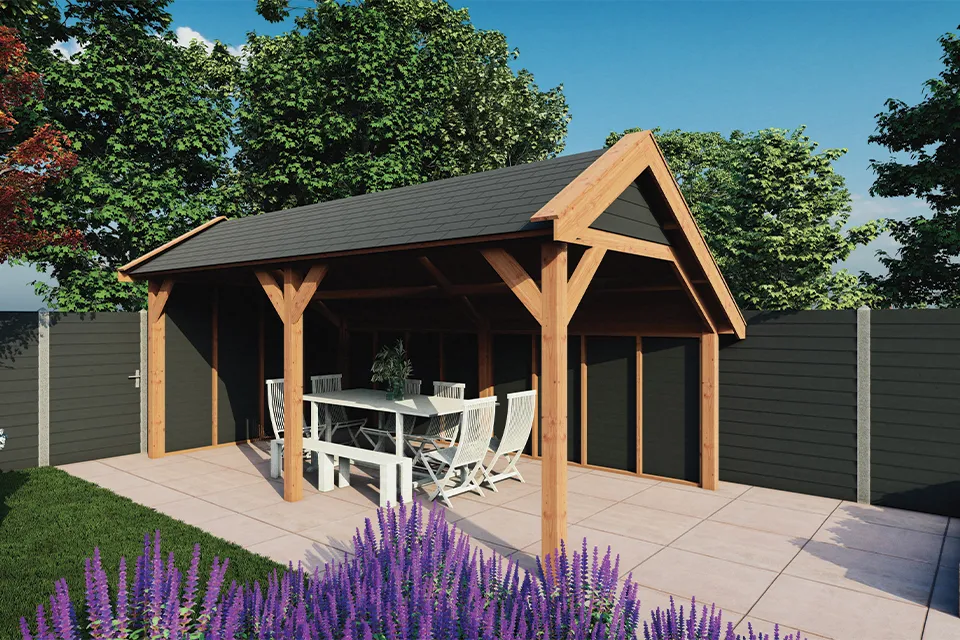 Fonteyn | Kapschuur Traditioneel 6150 x 3400 | Zwart Geïmpregneerde Vuren Wanden