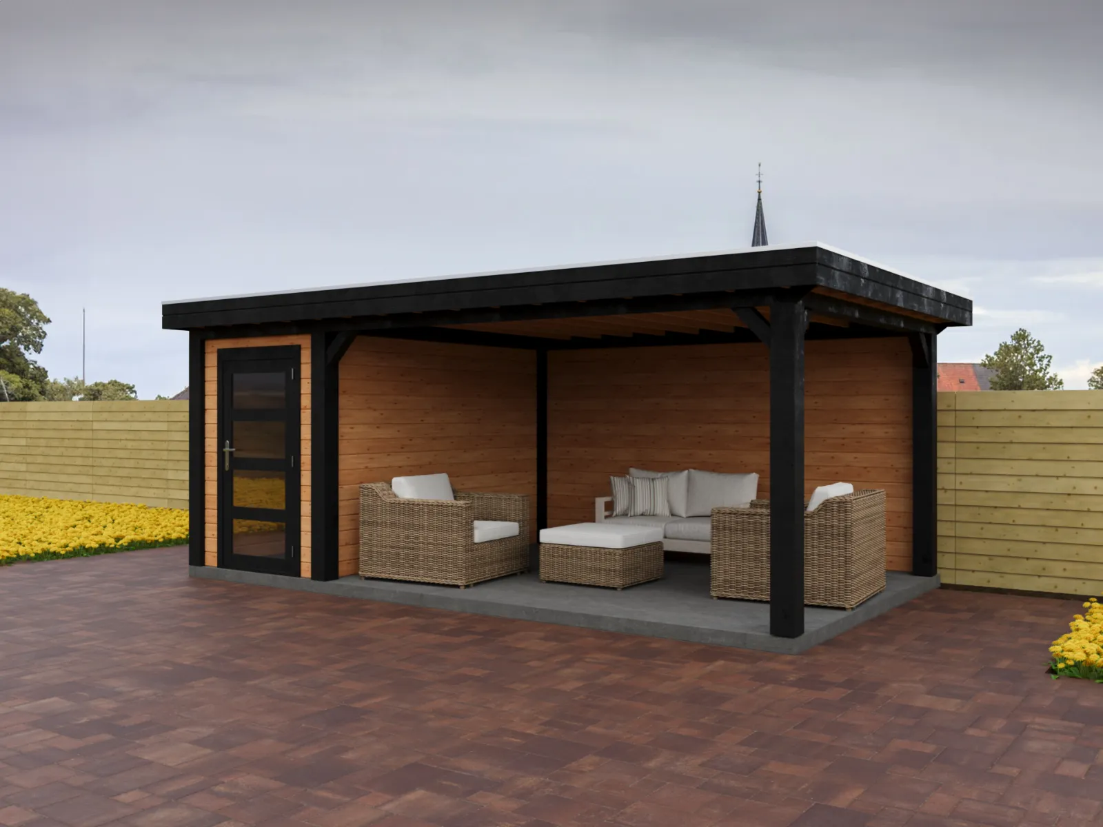 Fonteyn | Tuinhuis Jasmijn met Overkapping 550 x 300 Exclusief