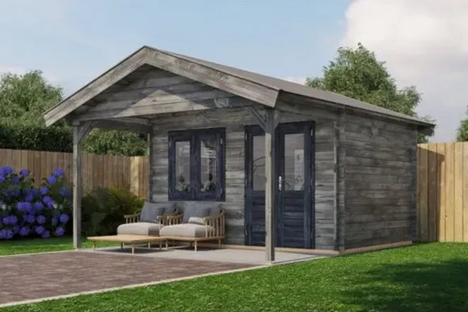 Lugarde Select | Tuinhuis Katwijk met Overkapping 400 + 200 x 300 | Keteldruk Grijs