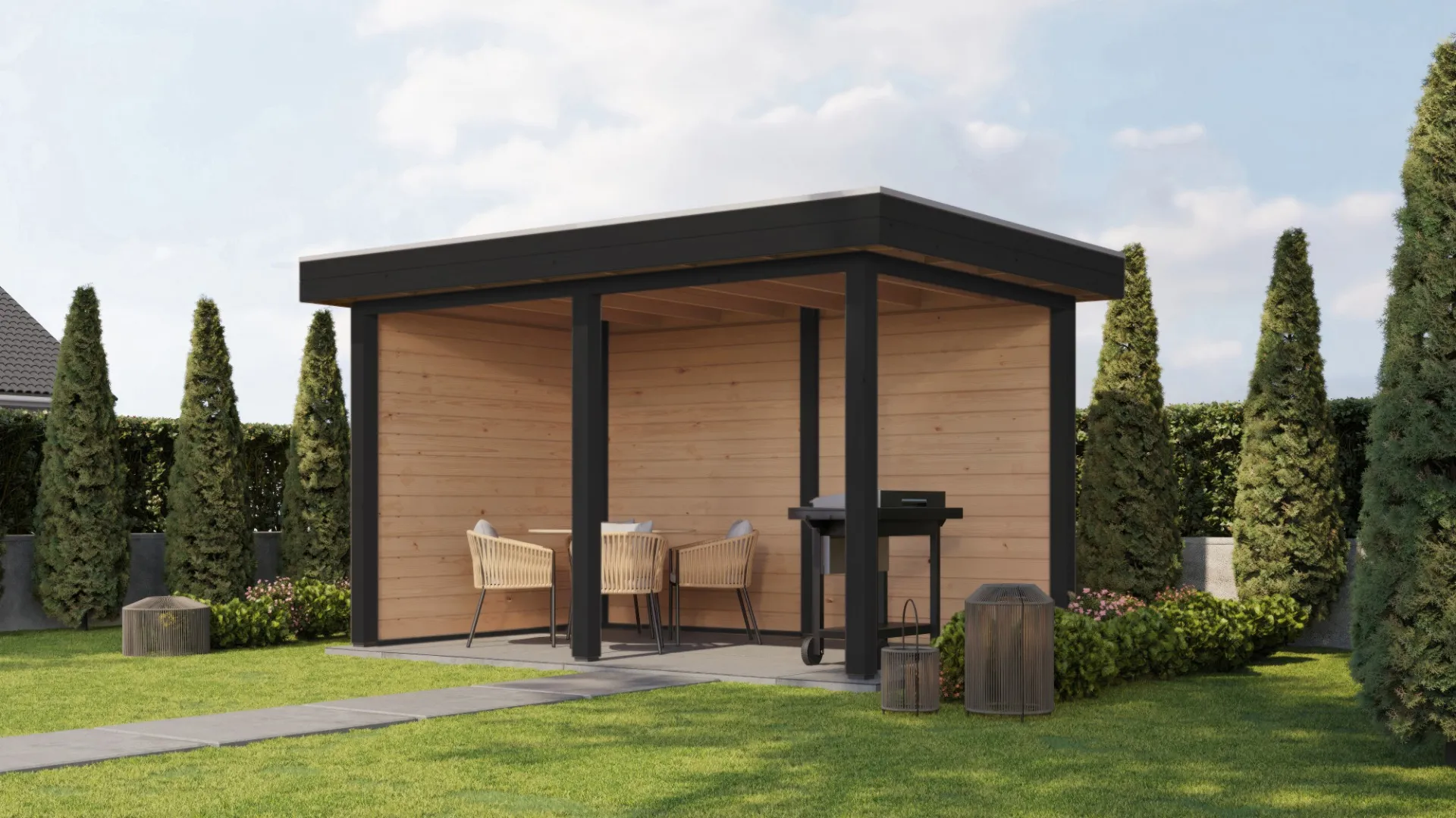 Fonteyn Exclusief Overkapping 388x250cm  - Gebeitst Transparant Eiken / RAL7021