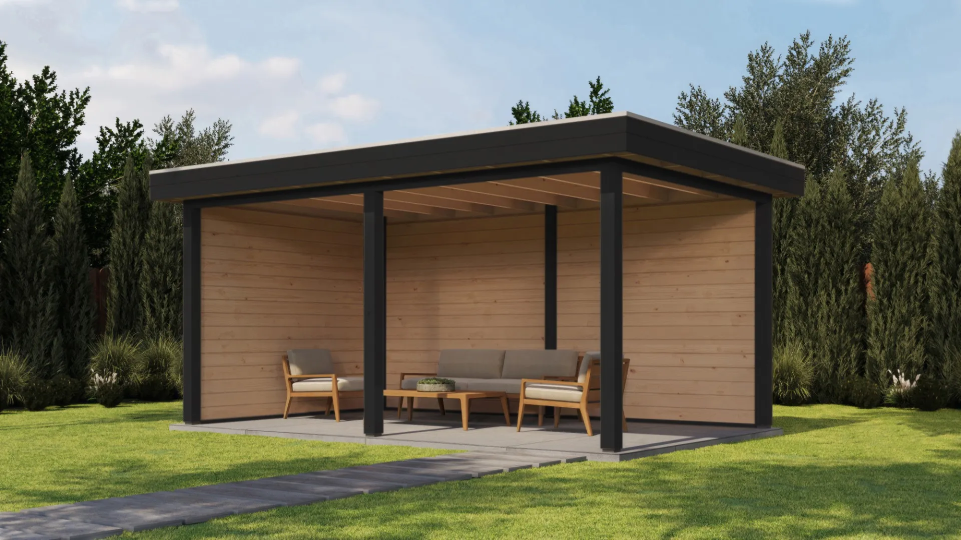 Fonteyn Exclusief Overkapping 488x300cm  - Gebeitst Transparant Eiken / RAL7021