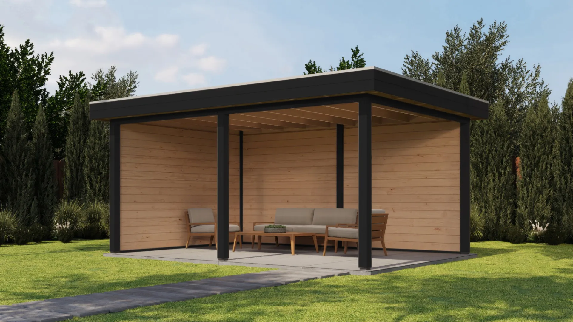 Fonteyn Exclusief Overkapping 488x350cm  - Gebeitst Transparant Eiken / RAL7021