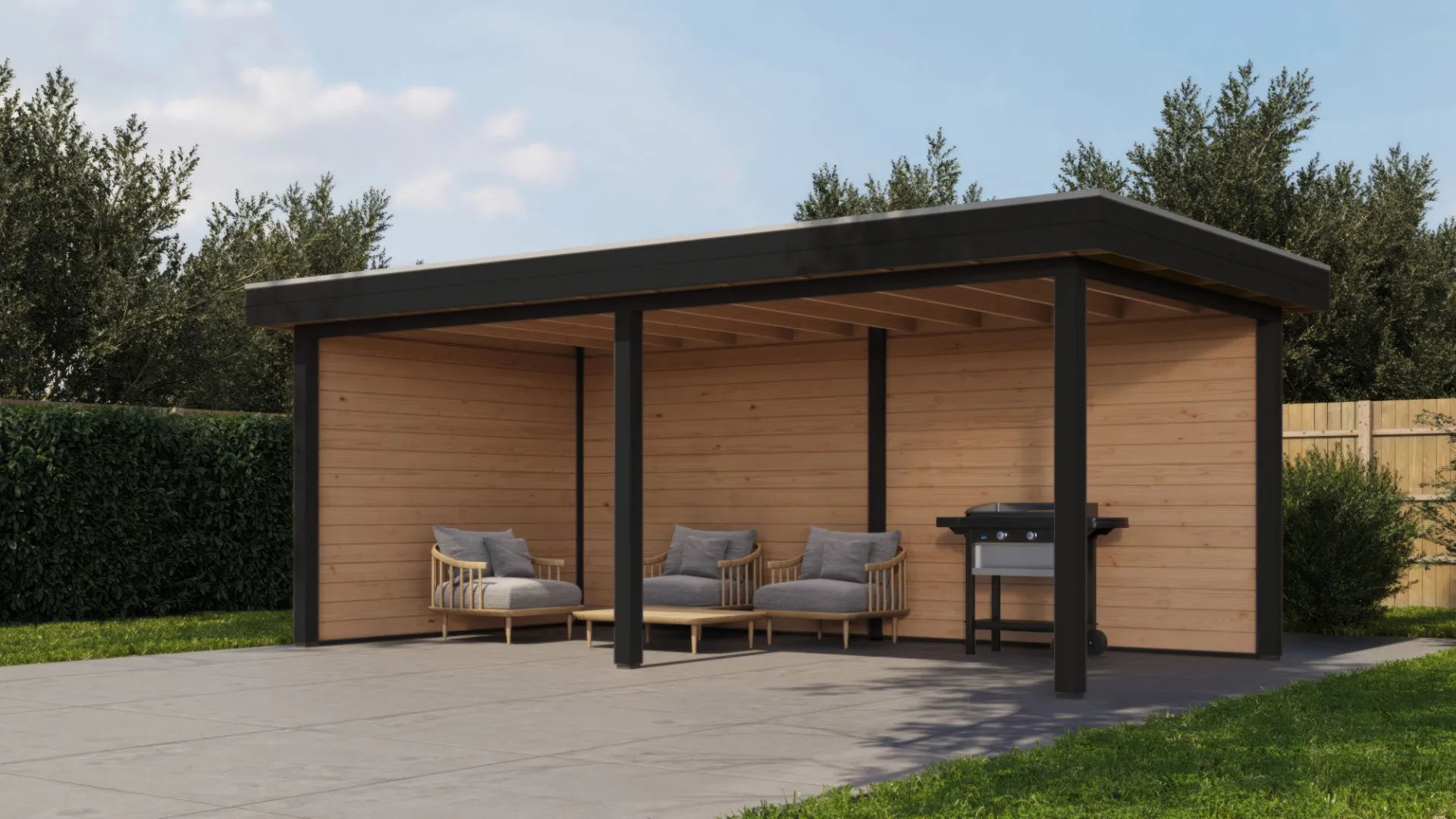 Fonteyn Exclusief Overkapping 588x300cm - Gebeitst Transparant Eiken / RAL7021