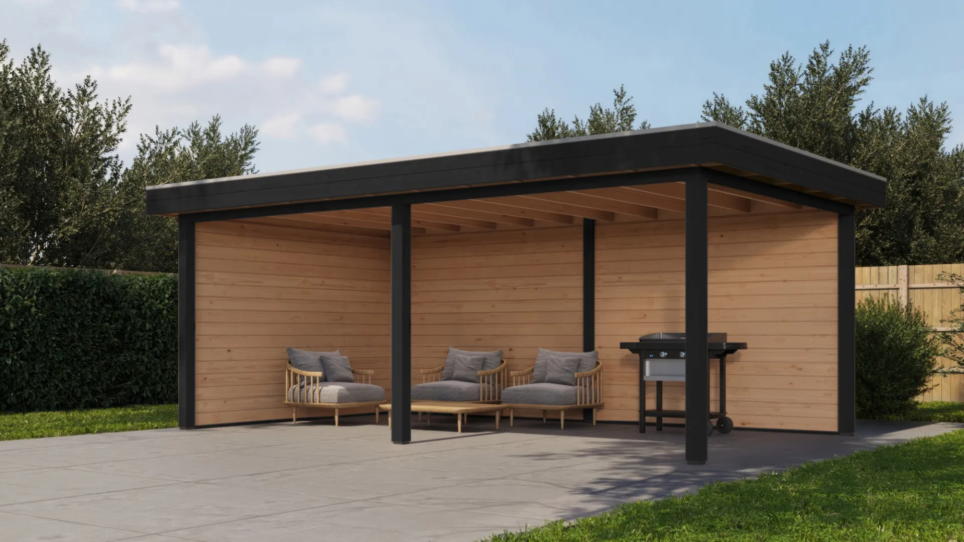 Fonteyn Exclusief Overkapping 588x350cm - Gebeitst Transparant Eiken / RAL7021