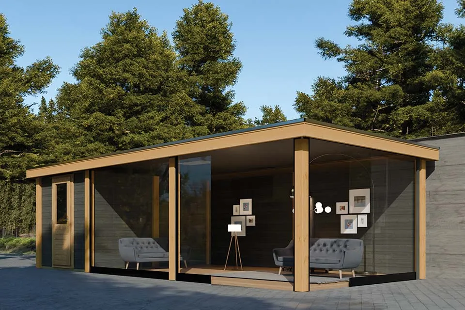 Lugarde | Douglas tuinhuis met overkapping PSD12