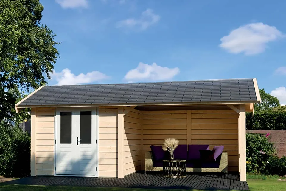 Lugarde | Douglas tuinhuis met overkapping PSD8