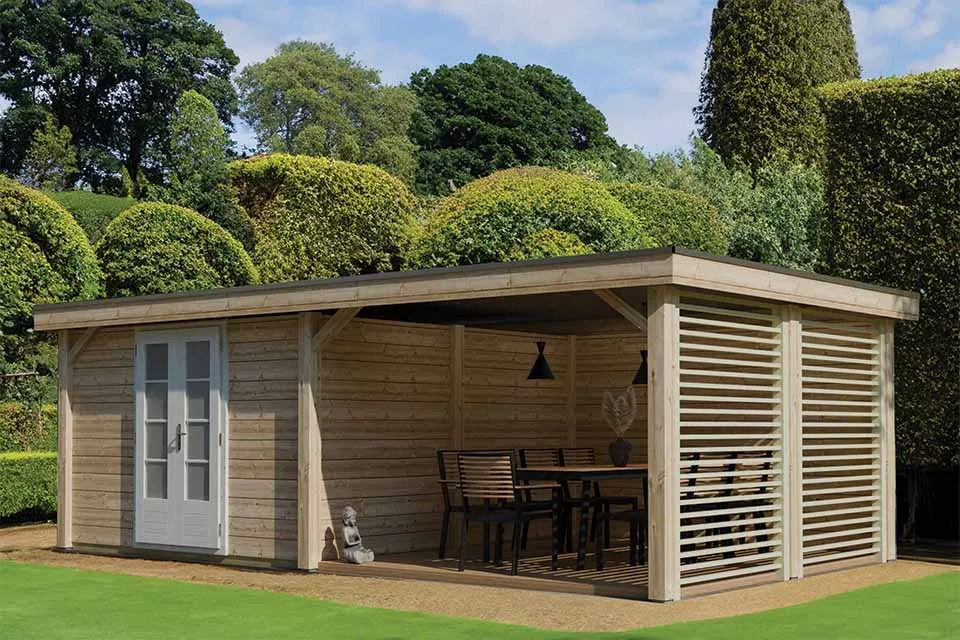 Lugarde | Lariks tuinhuis met overkapping PSL8