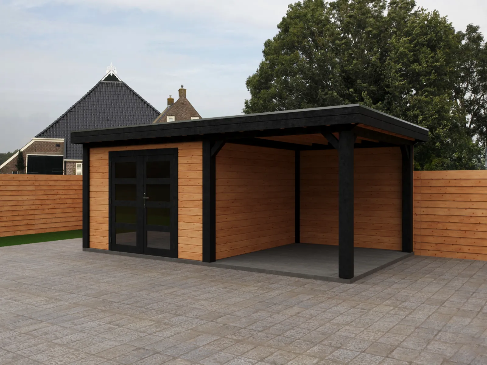 Fonteyn | Tuinhuis Lynn met Overkapping 550 x 300 Exclusief