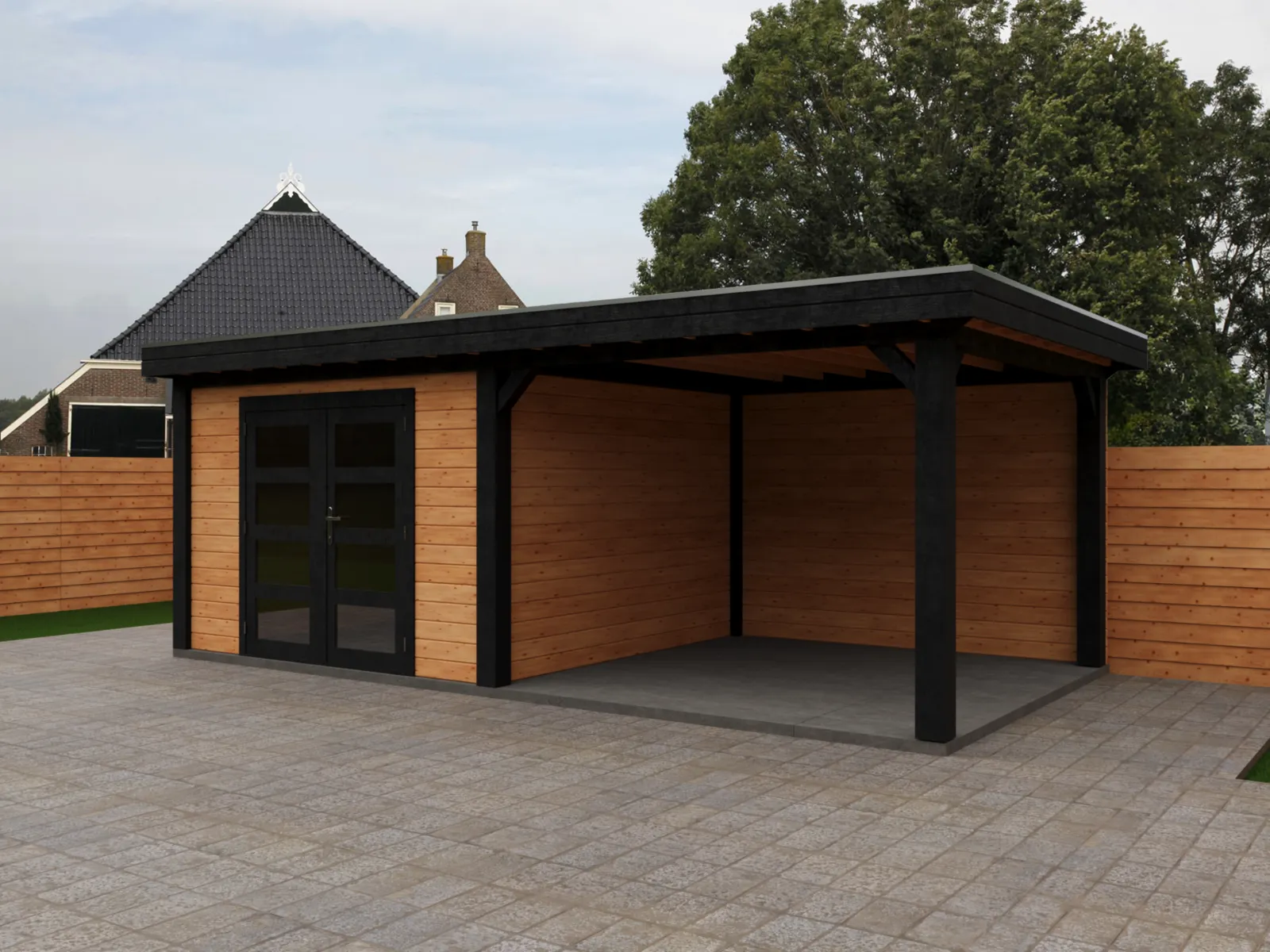 Fonteyn | Tuinhuis Lynn met Overkapping 600 x 300 Exclusief