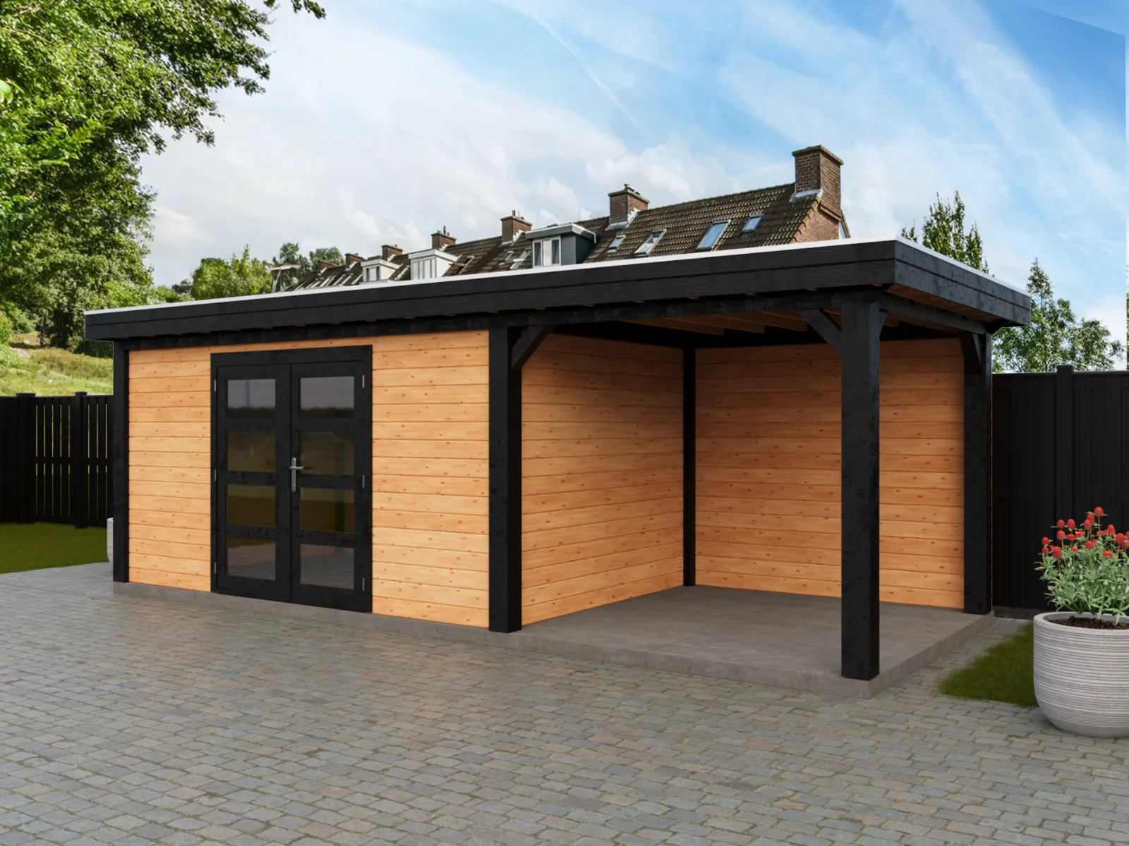 Fonteyn | Tuinhuis Rosalie met Overkapping 650 x 250 Exclusief