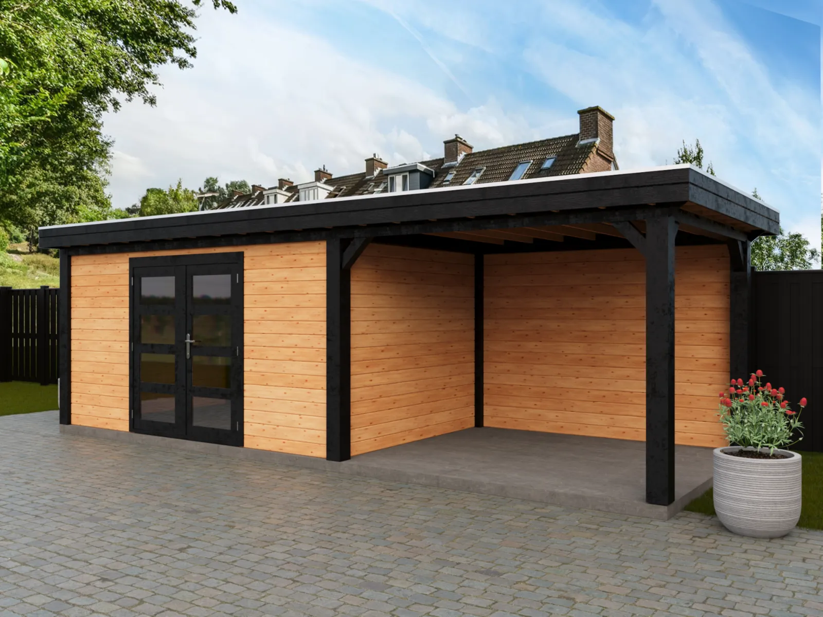 Fonteyn | Tuinhuis Rosalie met Overkapping 700 x 250 Exclusief