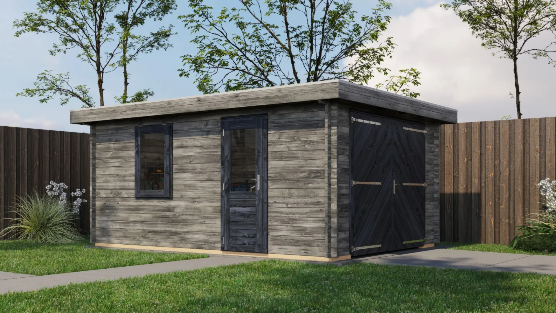 Lugarde Select | Tuinhuis Eibergen met Garagedeur 350 x 500 | Keteldruk Grijs