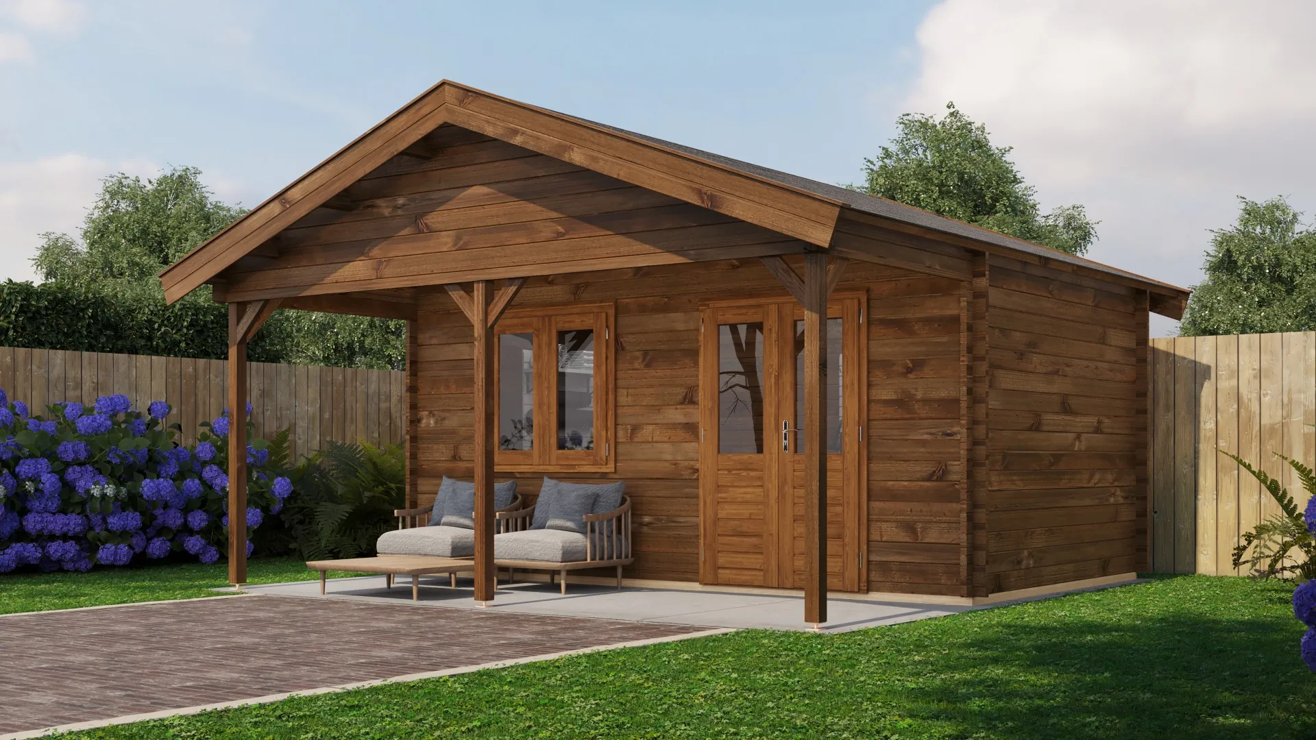 Lugarde Select | Tuinhuis Heerde met Overkapping 500 + 200 x 300 | Keteldruk Bruin