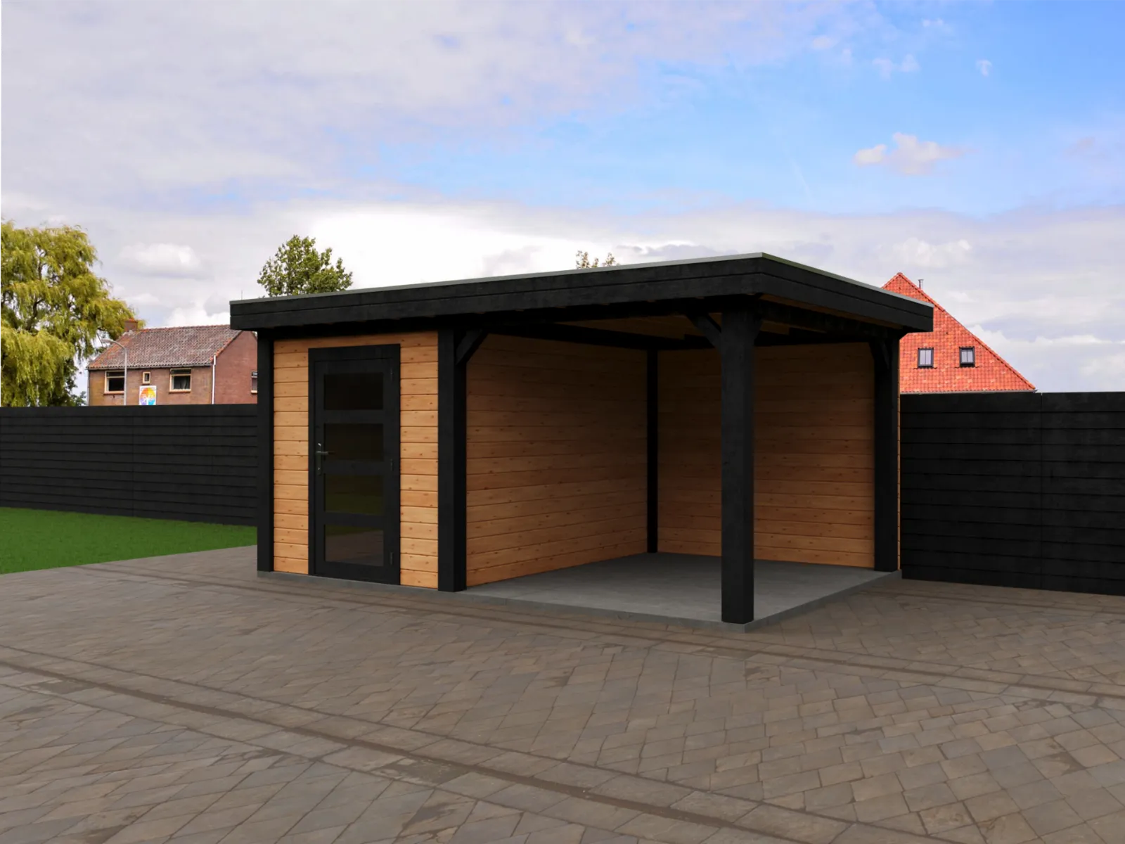 Fonteyn | Tuinhuis Xenna met Overkapping 450 x 300 Exclusief