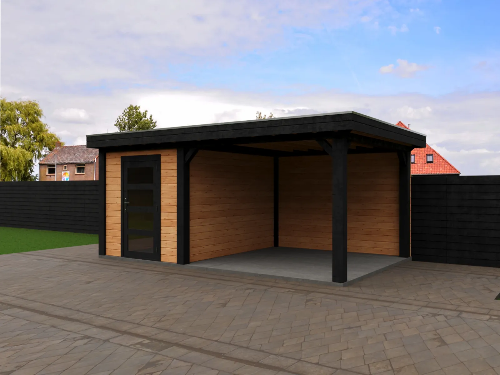 Fonteyn | Tuinhuis Xenna met Overkapping 500 x 300 Exclusief